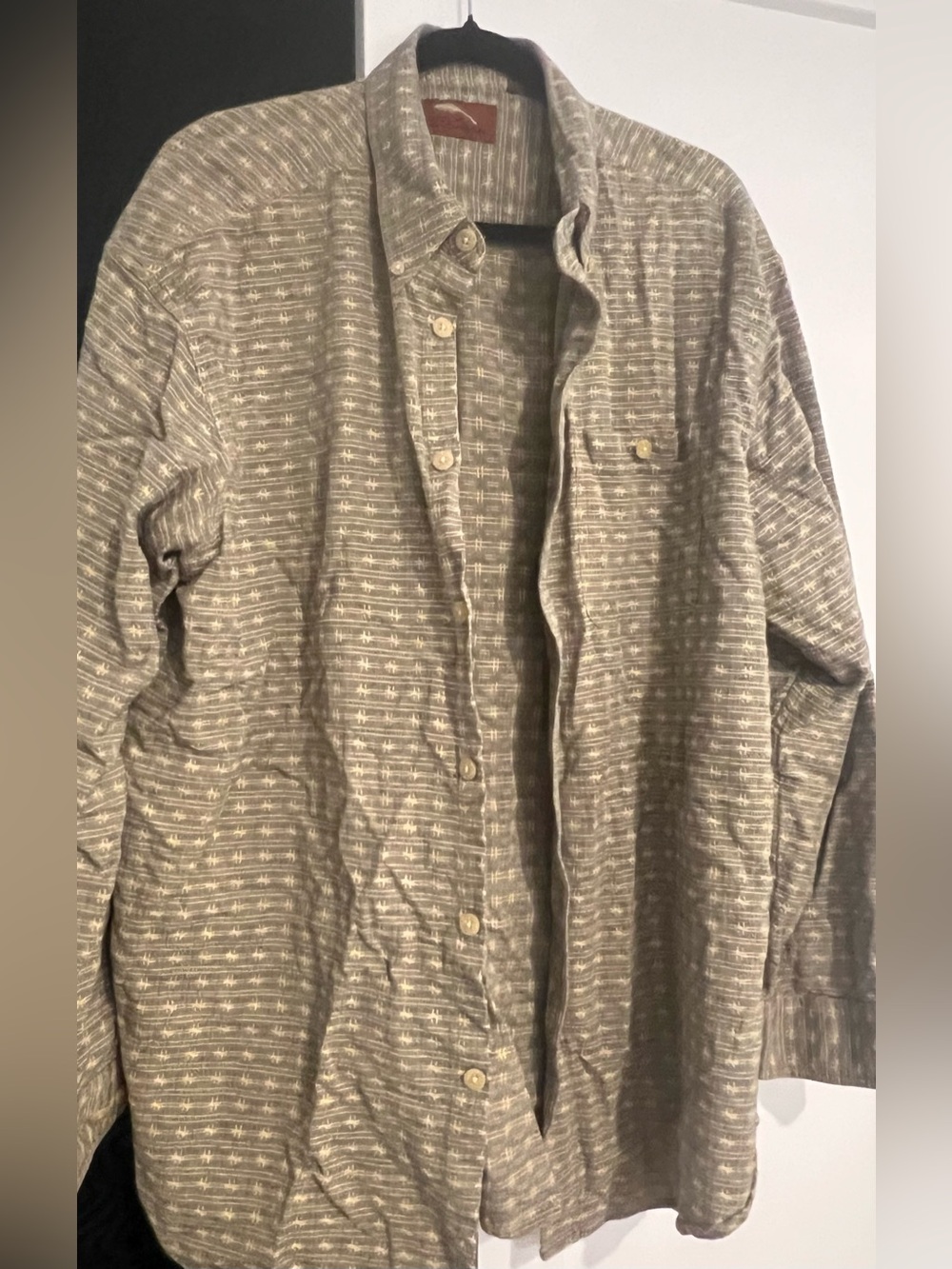 Men's Casual Button-Up Shirt in Gray Olive  l XL